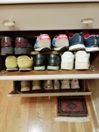 Mueble recibidor zapatero madera marfil