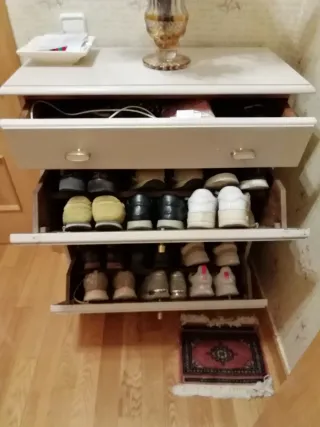 Mueble recibidor zapatero madera marfil