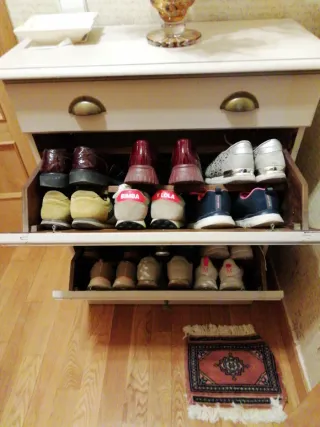 Mueble recibidor zapatero madera marfil