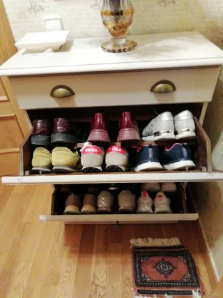 Mueble recibidor zapatero madera marfil