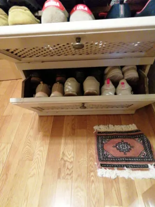 Mueble recibidor zapatero madera marfil