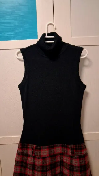 Vestido Zara cuello alto tartán talla M
