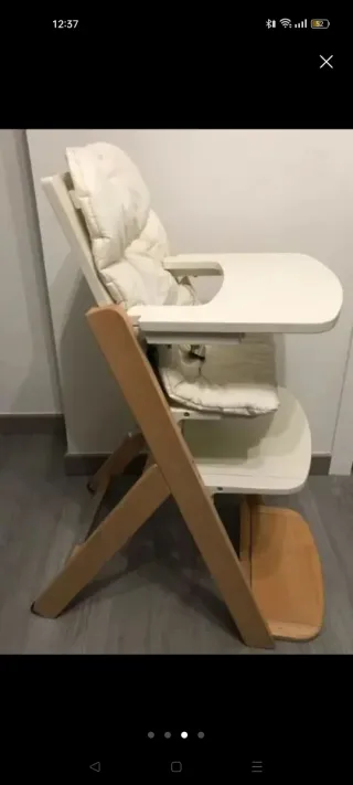 Trona evolutiva madera y cojín blanco