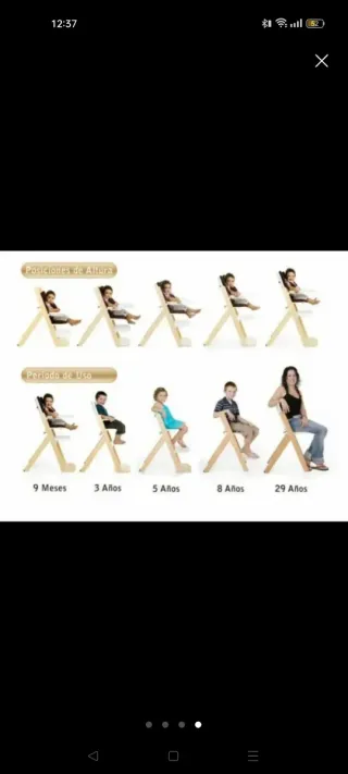 Trona evolutiva madera y cojín blanco