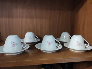 Juego de café Spal porcelana flores rosas 12 tazas