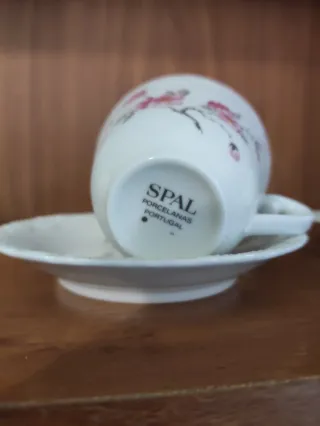 Juego de café Spal porcelana flores rosas 12 tazas