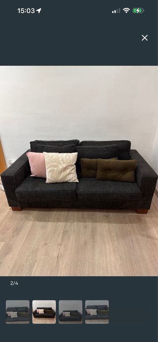 Mesa comedor madera y blanco + Sofa de 2 plazas