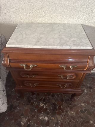 Mesitas de noche vintage mármol y madera