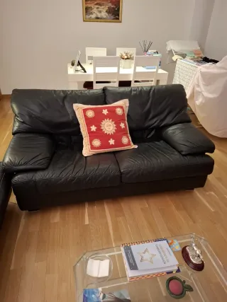 Sofá de piel negro 2 plazas