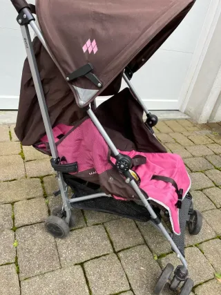 Silla de paseo Maclaren rosa y marrón