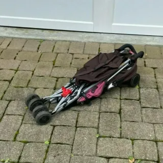 Silla de paseo Maclaren rosa y marrón