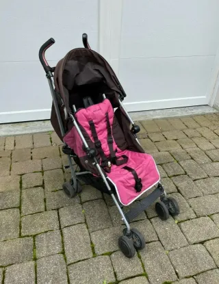 Silla de paseo Maclaren rosa y marrón
