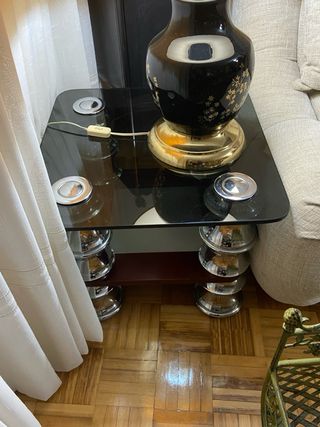 2 Mesas de centro cristal y metal