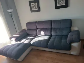 Sofá Cheislong modular tela gris y marrón