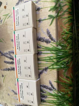 4 Rollos Etiquetas Térmicas, pink, blue, yellow y