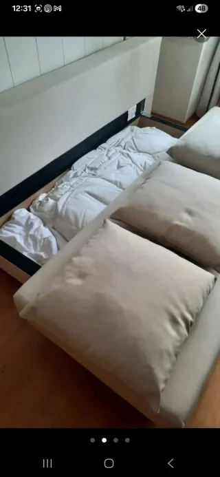 Divano Letto Beige in Tela