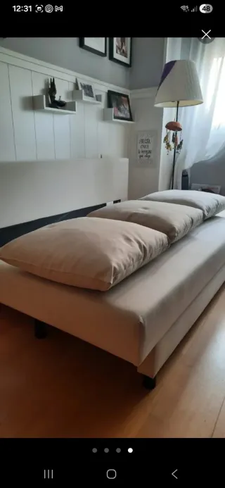 Divano Letto Beige in Tela