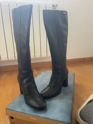 Botas Pepe Jeans Piel Tacón Alto Talla 37