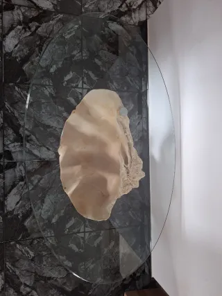 Mesa de cristal ovalada