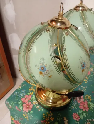 2 Lampade da tavolo vetro e metallo