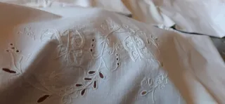 2 federe vintage ricamo a mano e intaglio