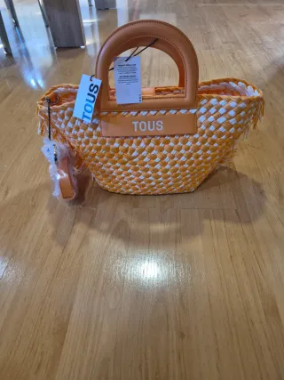 Capazo Tous Rafia Naranja Blanco Nuevo