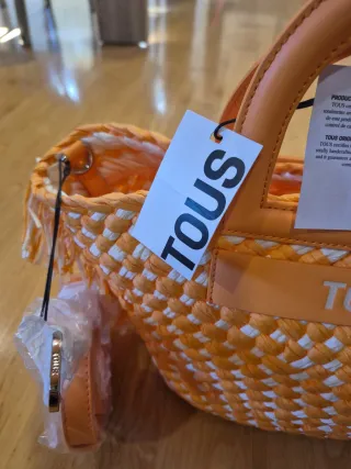 Capazo Tous Rafia Naranja Blanco Nuevo