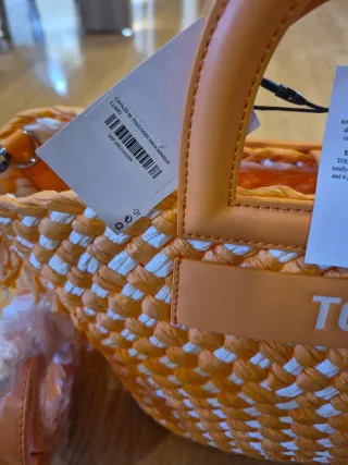 Capazo Tous Rafia Naranja Blanco Nuevo