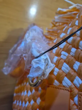 Capazo Tous Rafia Naranja Blanco Nuevo