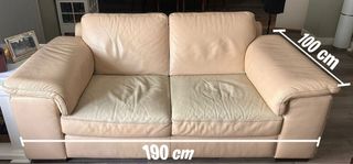 Sofá  y Chaiselongue Natuzzi Piel Beige