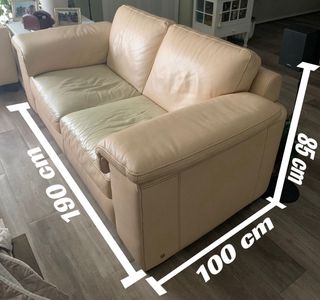 Sofá  y Chaiselongue Natuzzi Piel Beige