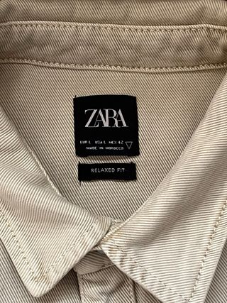 Camisa vaquera Zara beige regular fit