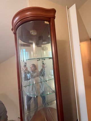 Vitrina Esquinera Madera Maciza Caoba