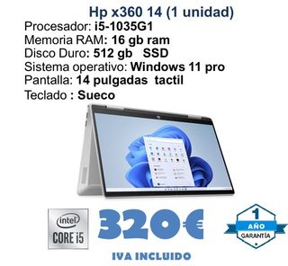 HP x360 14 i5-1035G1 16GB RAM 512GB SSD