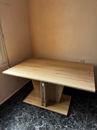 Mesa de salón madera y metal 139x90
