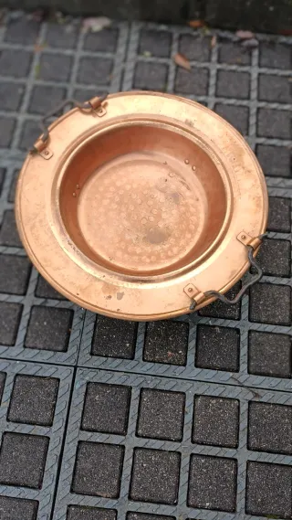 Antigua Cacerola de Cobre con Asas