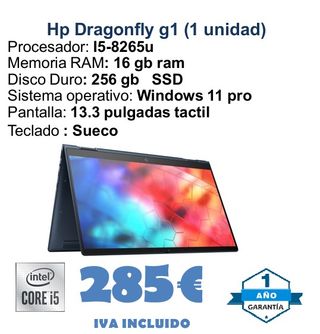 HP Dragonfly g1 i5-8265u 16GB RAM 256GB SSD
