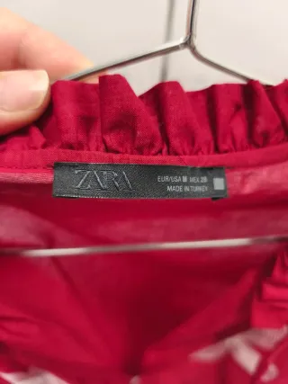 Camisa Zara Roja Flores