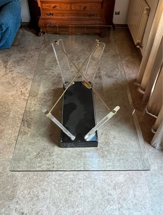 Mesa de comedor de cristal + 6 sillas madera