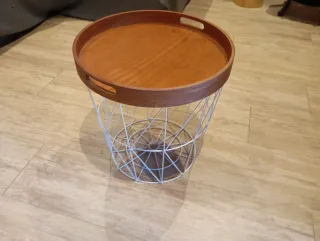 Mesa auxiliar redonda madera y metal