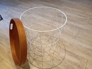 Mesa auxiliar redonda madera y metal