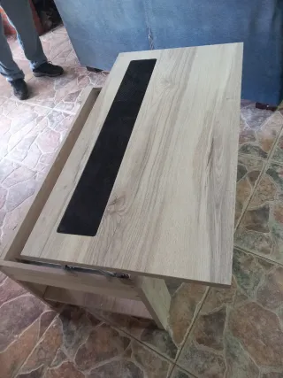 Mesa de centro elevable madera y cristal