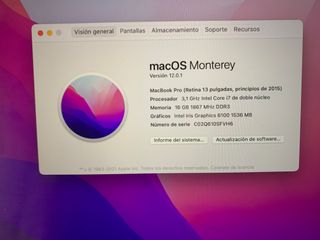 BATERIA NUEVA MacBook Pro 13 i7 16GB RAM 250GB SSD