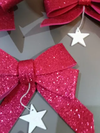 Fiocchi decorativi rosa glitterati