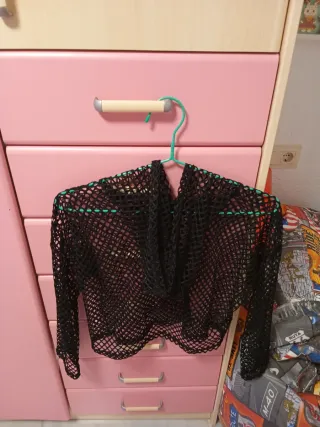 Top Malla Negra Manga Larga Talla Única