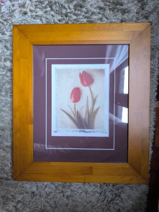 Set 3 Cuadros Flores Decoración Madera