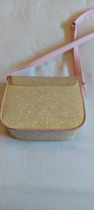Bolso infantil purpurina dorado y rosa