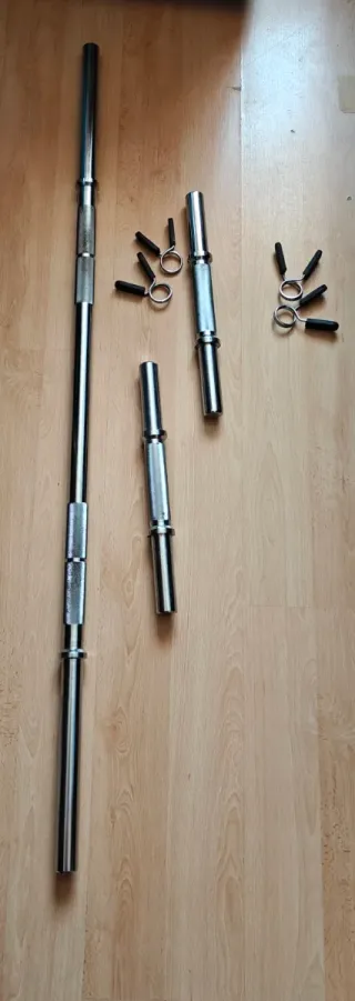 Conjunto de discos de pesas y barras