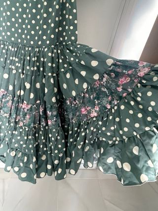 Traje Flamenca Canastero Verde Lunares