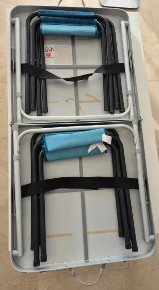 Mesa plegable camping con 4 taburetes